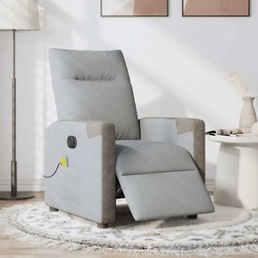 Poltrona de massagens reclinável elétrica tecido cinzento-claro