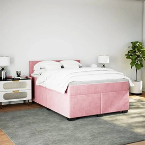 Cama com molas/colchão 140x200 cm veludo rosa