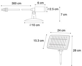 Conjunto de 4 focos pretos com LED IP65 recarregável solar - Garly Moderno