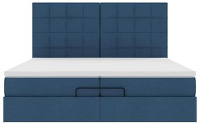 Estrutura de cama otomana com colchões 200x200cm tecido azul