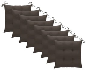 Cadeiras de exterior dobráveis c/ almofadões 8pcs acácia maciça