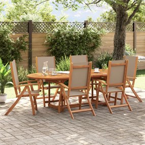 vidaXL 7 pcs conjunto de jantar para jardim acácia maciça e textilene