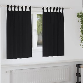 vidaXL Cortinas com cortinas 2 pcs Preto Poliéster