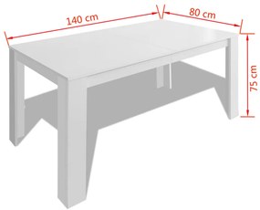 Mesa de Jantar Avia de 140 cm - Branco - Design Minimalista