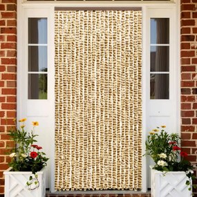 vidaXL Cortina anti-insetos 90x220 cm chenille bege e castanho