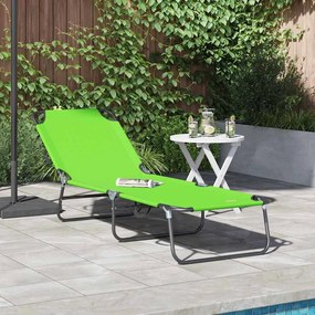 vidaXL Espreguiçadeira dobrável Verde 188 x 57 x 86,5 cm Poliéster