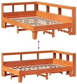 Cama c/ estante sem colchão 120x200cm pinho maciço castanho-mel