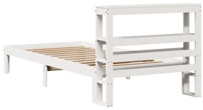 Estrutura de cama com cabeceira 90x200 cm pinho maciço branco