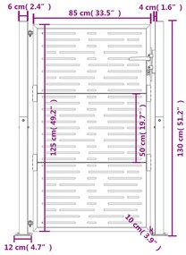 Portão de jardim 105x130 cm aço design quadrados antracite