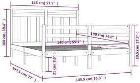 Estrutura de cama 140x190 cm madeira maciça