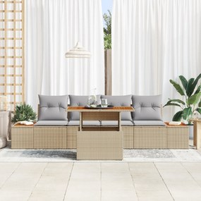 Conjunto de Jantar de Jardim de 5 Peças com Almofadas Bege em Rattan S