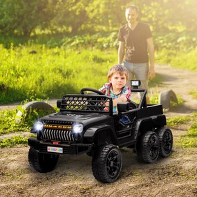 Carro elétrico para crianças, buggy elétrico para crianças, 2 motores, 12 V, 3 velocidades, reboque traseiro, 122 L x 62,5 L x 65 A cm, preto FR