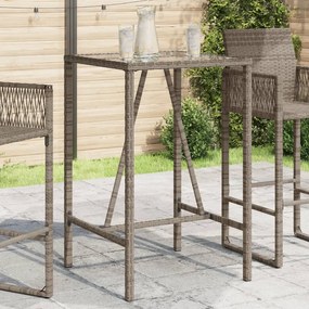 vidaXL Mesa de bar para exterior 70x70x110 cm vime PE cinzento