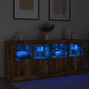 Aparador com luzes LED 163x37x67 cm carvalho fumado