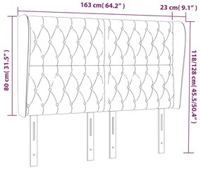 Cabeceira cama c/ abas veludo 163x23x118/128 cm cinzento-claro