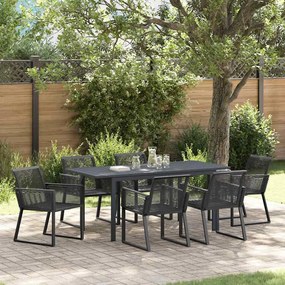 vidaXL Conjunto de Jantar para Jardim 7 pcs Preto vime PE