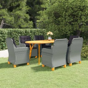 vidaXL 7 pcs conjunto de jantar para jardim cinzento-claro