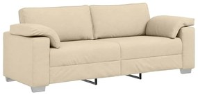 Sofá 3 lugares creme, 178 cm, tecido