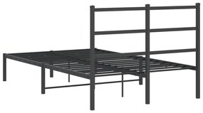 Estrutura de cama com cabeceira 120x190 cm metal preto