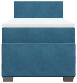 Cama boxspring com colchão 90x200 cm veludo azul