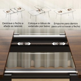 Mesa de Jantar Extensível para 4-6 Pessoas (CADEIRAS NÃO INCLUIDAS) Estilo Industrial Cantos Arredondados 130-160x85x75 cm cor Nogueira
