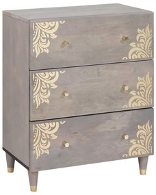 vidaXL Buffet Cinza e Ouro 60 x 33 x 75 cm Madeira de manga maciça