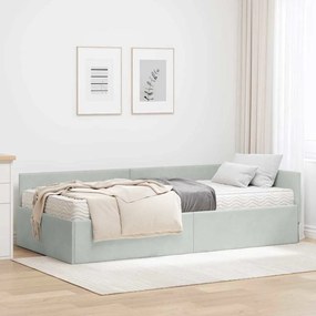 vidaXL Estrutura de Cama de Canto com Colchão 2 pcs Cinzento-claro