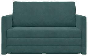 Sofá Cama de Piso 2 em 1 Verde Escuro 124x204x61 cm Veludo