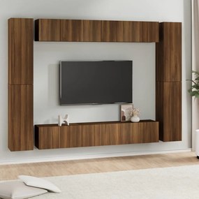 Conjunto móveis de TV 10pcs madeira carvalho castanho