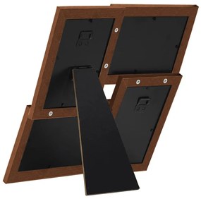 Moldura para 4x(13x18 cm) fotografias MDF castanho-escuro