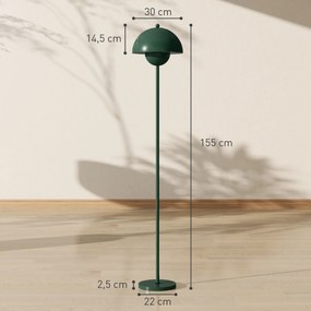 Candeeiro de Pé Moderno com Ecrã em Forma de Taça Refletora de Luz Interruptor de Pé Suporte E27 sem Lâmpada Ø35x155 cm Verde