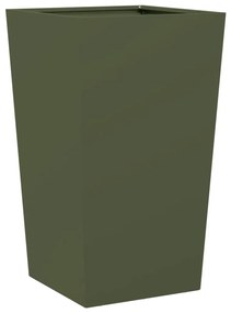 Vaso/floreira de jardim 2 pcs 45x45x75 cm aço verde azeitona