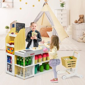 Supermercado de brincar com carrinho de compras e caixa registadora com leitor de código de barras 90 x 62 x 111 cm Multicolor