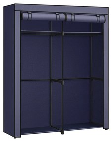 Armário portátil com 2 varões e capa de tecido | SONGMICS | 140 x 43 x 174 cm | azul escuro | RYG002I02.
