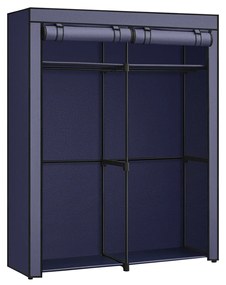 Guarda-roupa de quarto SONGMICS, guarda-roupa com 2 varões, cabideiro, capa de tecido, cabideiro, dobrável, para closet, quarto, 43 x 140 x 174 cm, azul escuro RYG002I02