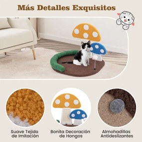 Cama para gatos em forma de cogumelo com plataforma grande e larga Painel para arranhar Sisal Bola de mola