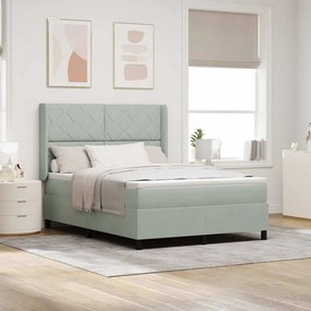 vidaXL Cama Box com cabeceira Cinzento-claro 160 x 200 cm Veludo