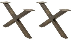 Pés para mesa de centro em formato de X, 2 peças, aço natural, 70x(30-