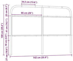 Cabeceira de cama 135cm derivados madeira/aço carvalho castanho