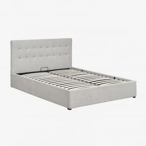 Cama Estofada Abiel Com Base De Armazenamento Dobrável Tecido Cinzento & 180 X 200 Cm - Sklum