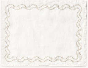Individuais em linho lavado com bordado artesanais Ivy, conjunto de 2