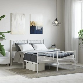 Estrutura de cama com cabeceira e pés 120x200 cm metal branco