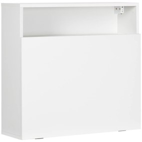 HOMCOM Secretária de Parede Moderna Dobrável Multifuncional com Prateleiras de Armazenamento Carga 40 kg 64x20x60 cm Branco | Aosom Portugal