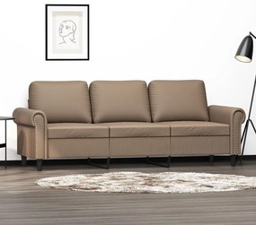 vidaXL Sofá de 3 lugares 180 cm couro artificial cor cappuccino