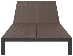 Espreguiçadeira vidaXL com Almofadas e Rodas para 2 Pessoas Castanho R