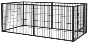 PawHut Parque para Cães 6 Painéis Ajustáveis 82,5-150x79x61 cm Estrutura Aço Segurança Animais Estimação Preto | Aosom Portugal