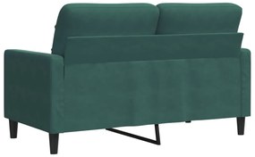 Sofá de 2 lugares 120 cm veludo verde-escuro