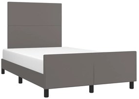 Estrutura de cama sem colchão 120x190cm couro do falso cinzento
