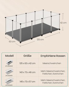 Parque para animais pequenos com placas de base 125 x 63 x 42 cm Branco