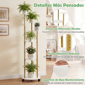 Suporte para plantas de canto com 6 níveis 45 x 43 x 146,5 cm, rodas bloqueáveis, luzes LED com 16 cores, comando à distância, branco